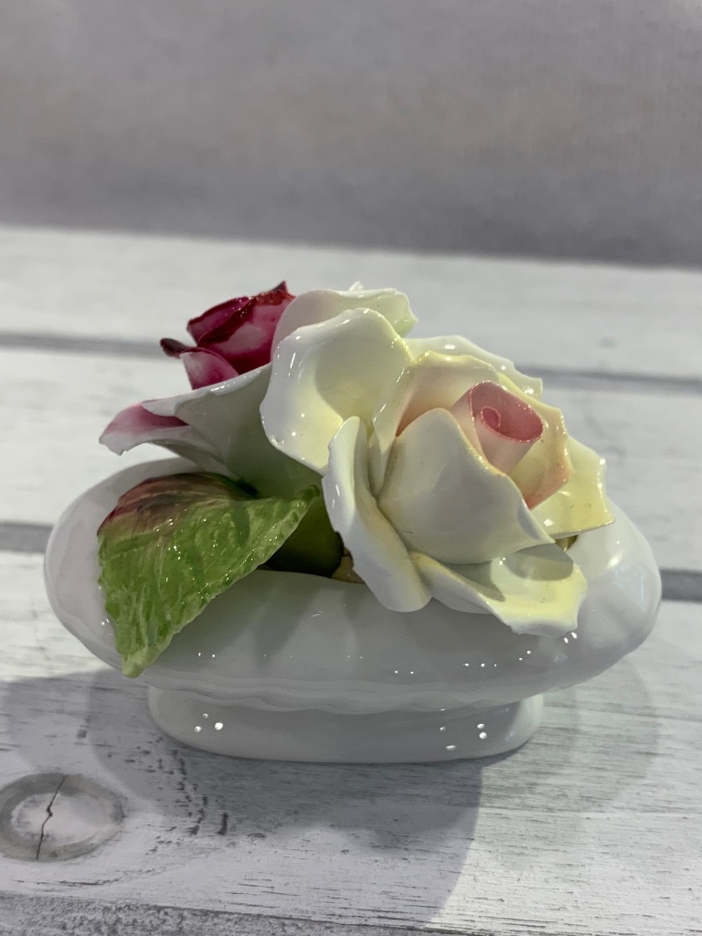 Vintage Aristocrat Bone China Rose Flower Figurine England 1960s 70s
